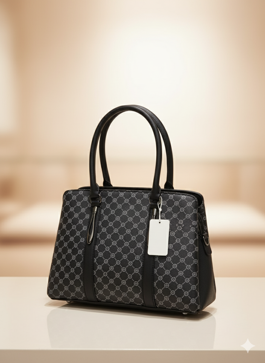 Elegant brown checkered shoulder bag with crossbody option - durable and fashionable handbag