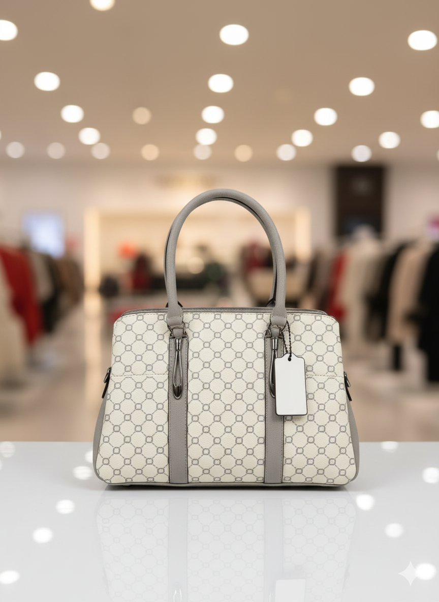 Women's checkered handbag with gold hardware and multiple compartments - Clara collection