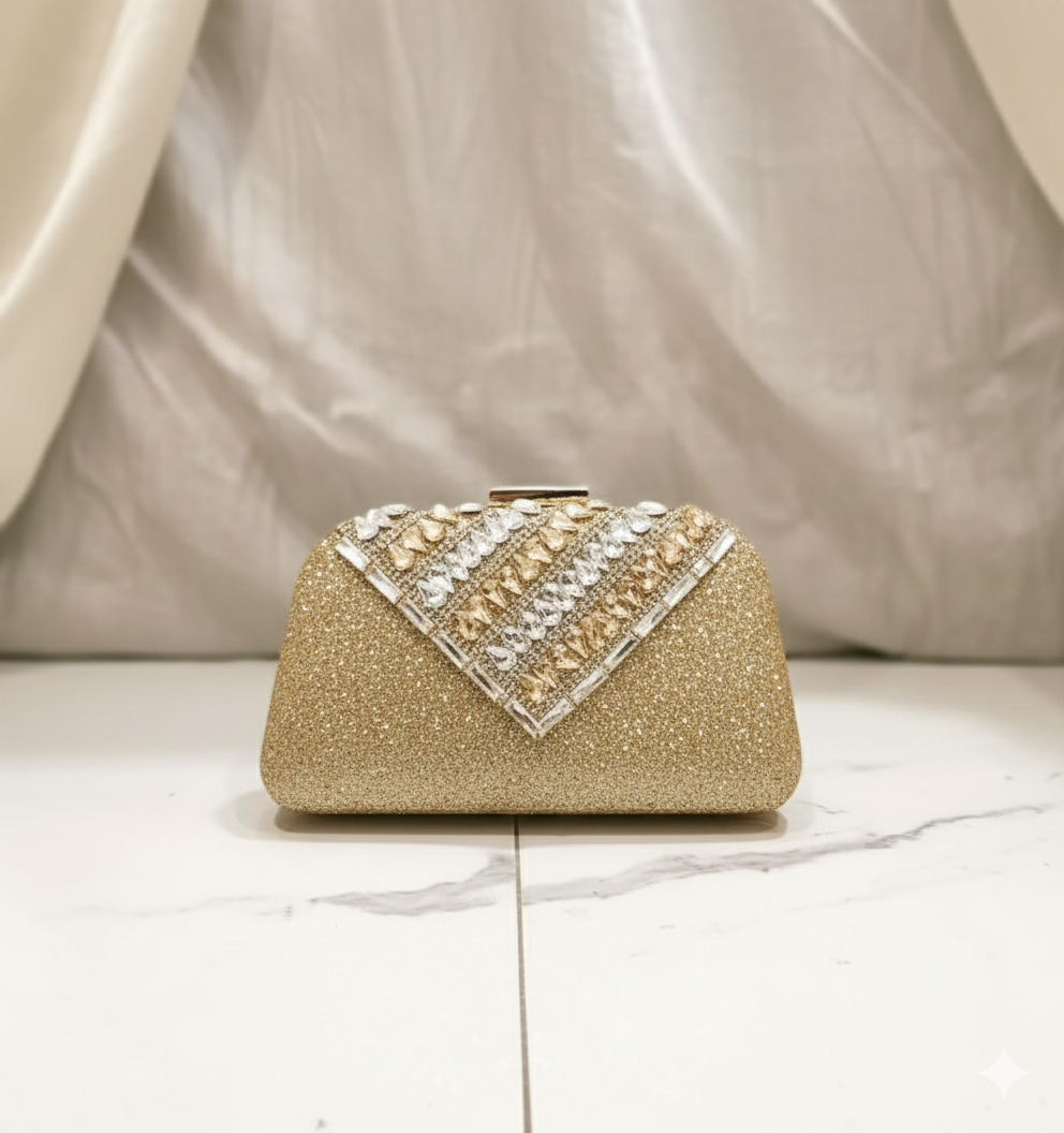 Gold glitter party clutch - elegant